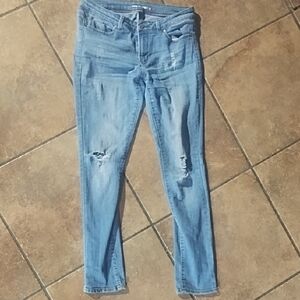 #2136 Stylish Light Blue Distressed Skinny Jeans